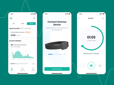 Abrux - Mobile App for Bruxism Tracking app app interface application design device health app health tech healthcare healthcare app interface mobile mobile app product product design tracking ui uidesign uiuxdesign ux uxdesign