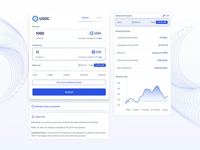 Size.cash Lending marketplace - Borrow app blockchain cryptocurrency ui website