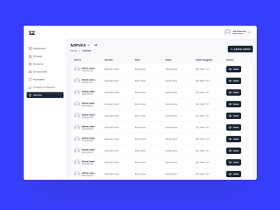 User/Admin table for webapp 2024 admin design new table ui ux webapp