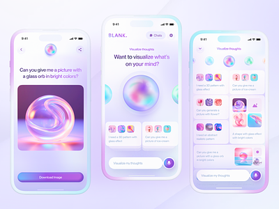 Blank AI. Chat GPT-powered AI assistant 3d ai app chat interaction mobile product desigh ui
