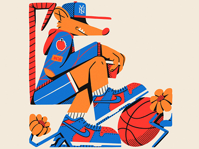 Game break all the pretty colors basketball character fashion flowers illustration knicks nathan walker new york nike rat sneakers