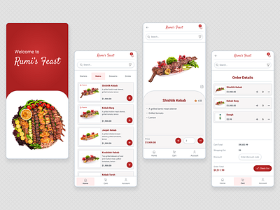 Rumi's Feast - Persian Restaurant Mobile App app design mobileapp ui ux