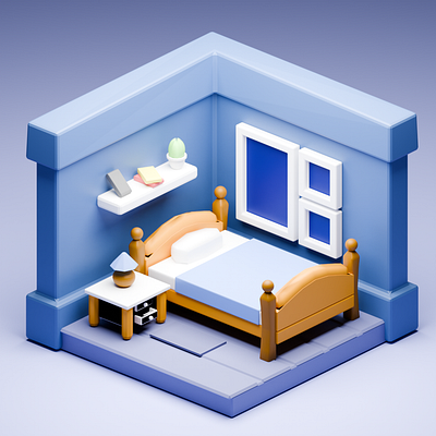 Low Poly 3D Model 44: Mini Bed Room 3d animation branding graphic design logo motion graphics ui