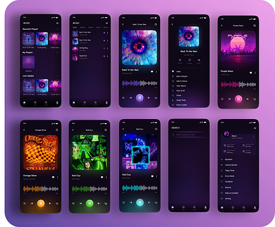 Music App app dark theme design mobile app ui ux ux research