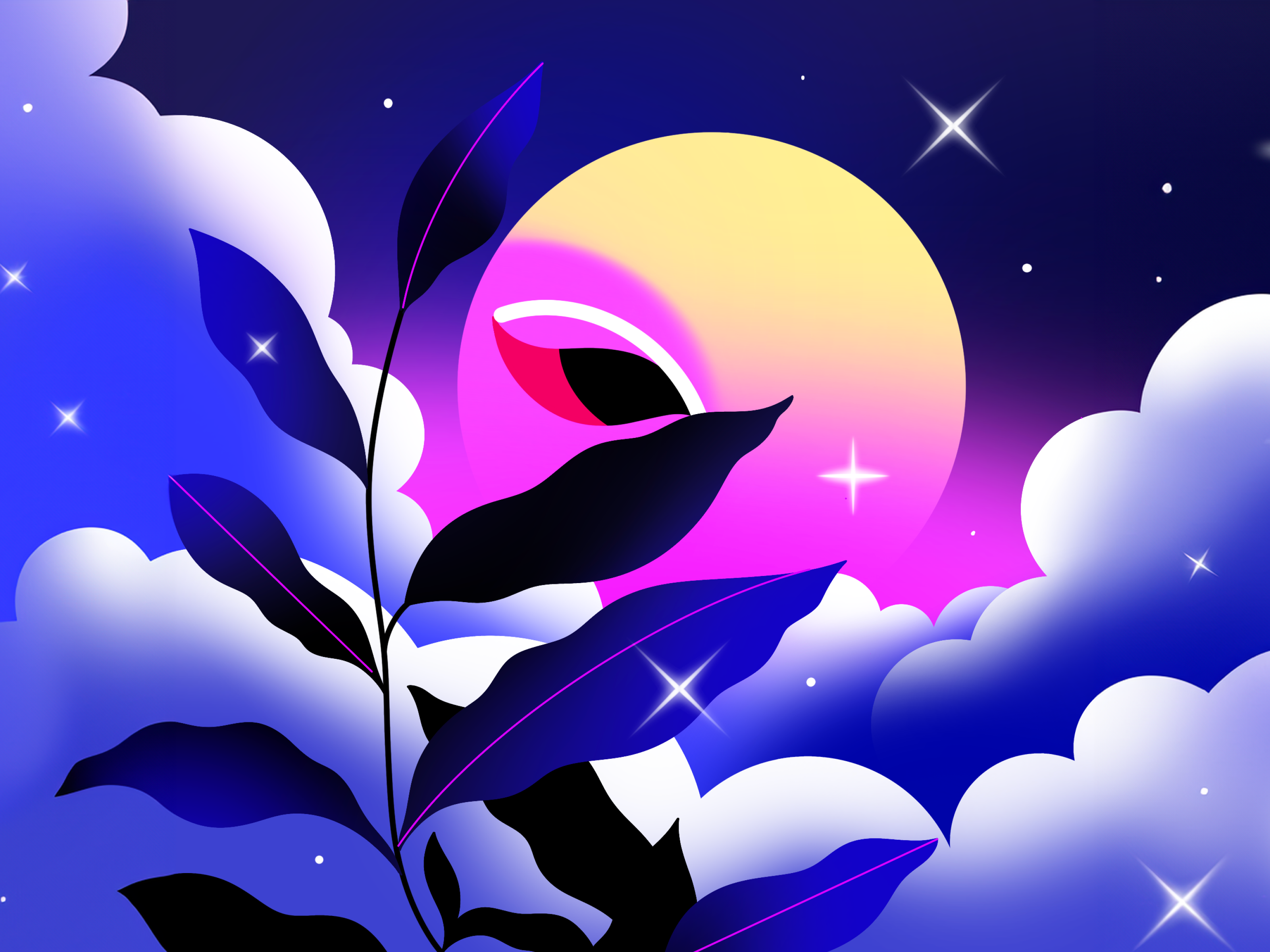 Among the stars abstract character child clouds constellation design earthday ecology galaxy illustration minimal moon nature night plant poster scenery sky star vector