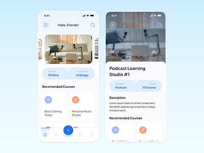 🥇Online Courses app blue branding course design private schools study ui ux