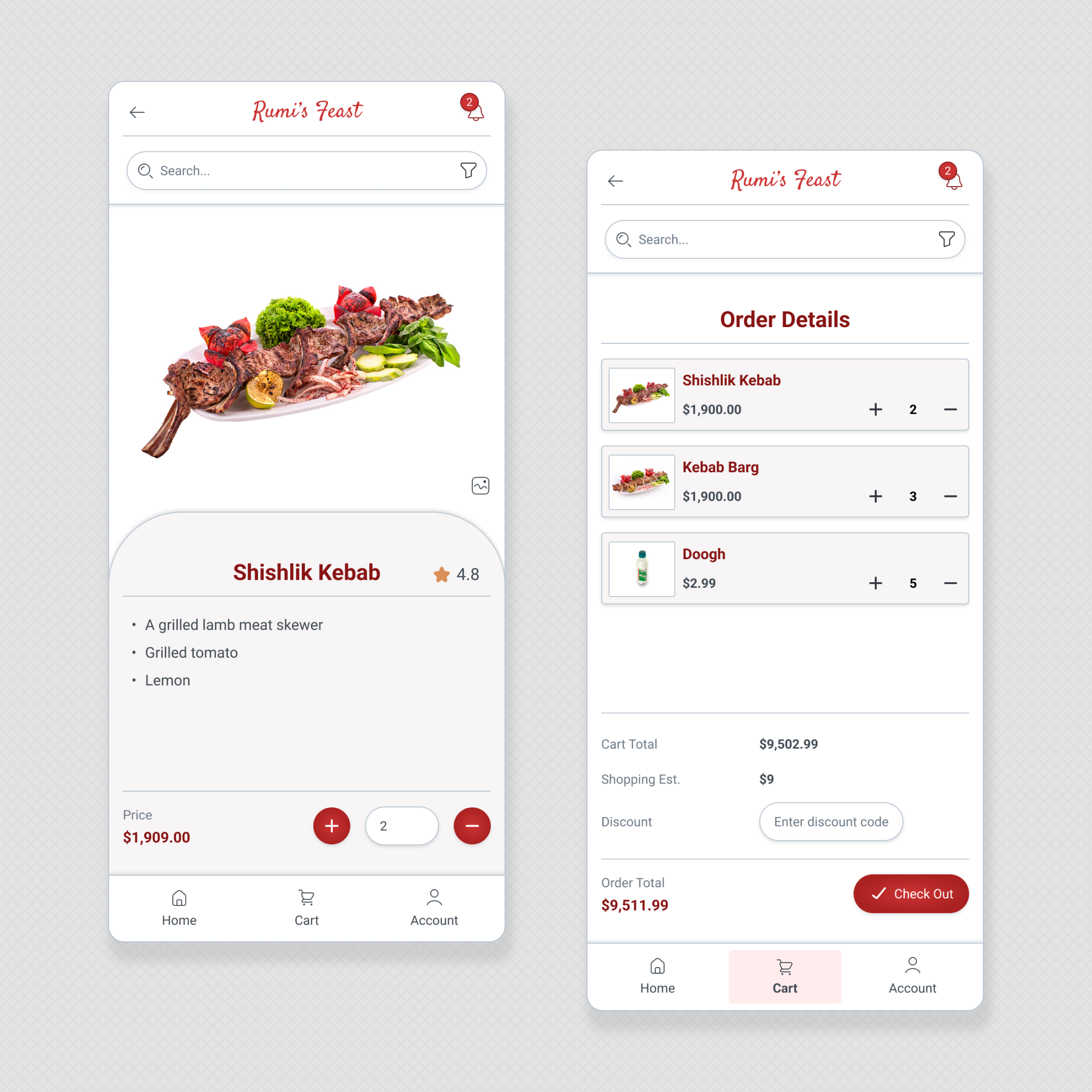 Rumi's Feast - Persian Restaurant Mobile App by Noushin Eradati on Dribbble