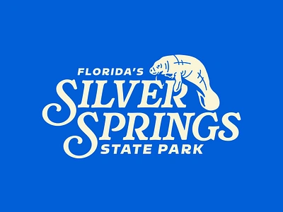 Silver Springs State Park badge custom type everglades florida illustration landscape lockup logotype manatee matthew doyle national park outdoors patch postcard silver springs state park sticker travel type design wordmark