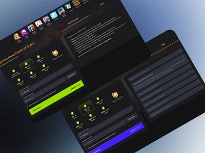 Game Service | UI UX Design clashofclans darkmode darktheme design game service ui ux website