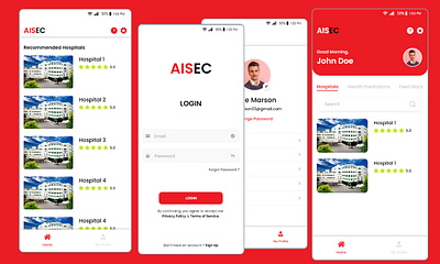 AISEC - Premier Mobile App Design for Hospitals graphic design hospital app design hospitals mobile app design ui