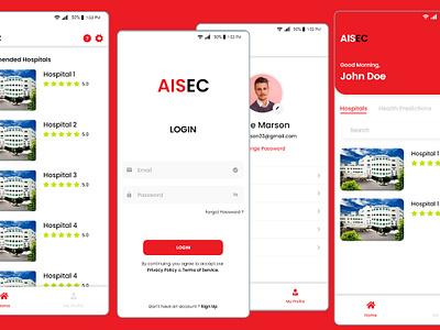 AISEC - Premier Mobile App Design for Hospitals graphic design hospital app design hospitals mobile app design ui