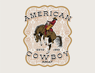 American Cowboy americana bronco cowboy graphic design illustration tee shirt western