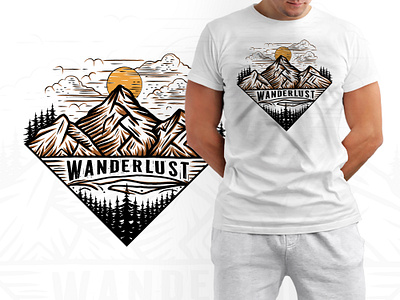 Wanderlust mountain adventure t shirt design lake t shirt