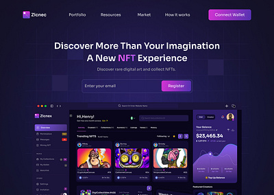 NFT Landing page exploration blockchain landingpage nftdashbord nfts productdesign ui uidesign uxdesign web3