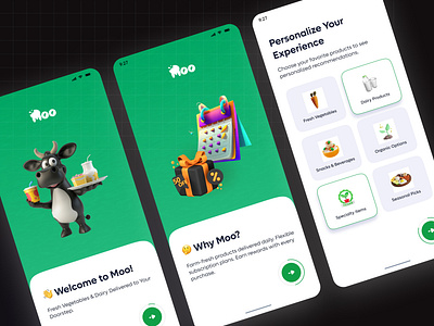 Veg Delivery App's Onboarding Design category ui dairy application ui food application ui login ui mobile app ui onboarding ui onboarding ux product design splash screen ui ui uiux vegitable application