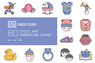 Child and Parenting Icon Set baby branding child childcare cute graphic design icon illustration logo parenting vector