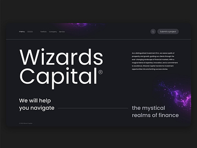 Wizards Capital big typography bold branding clean digital design focus magic minimalistic typography