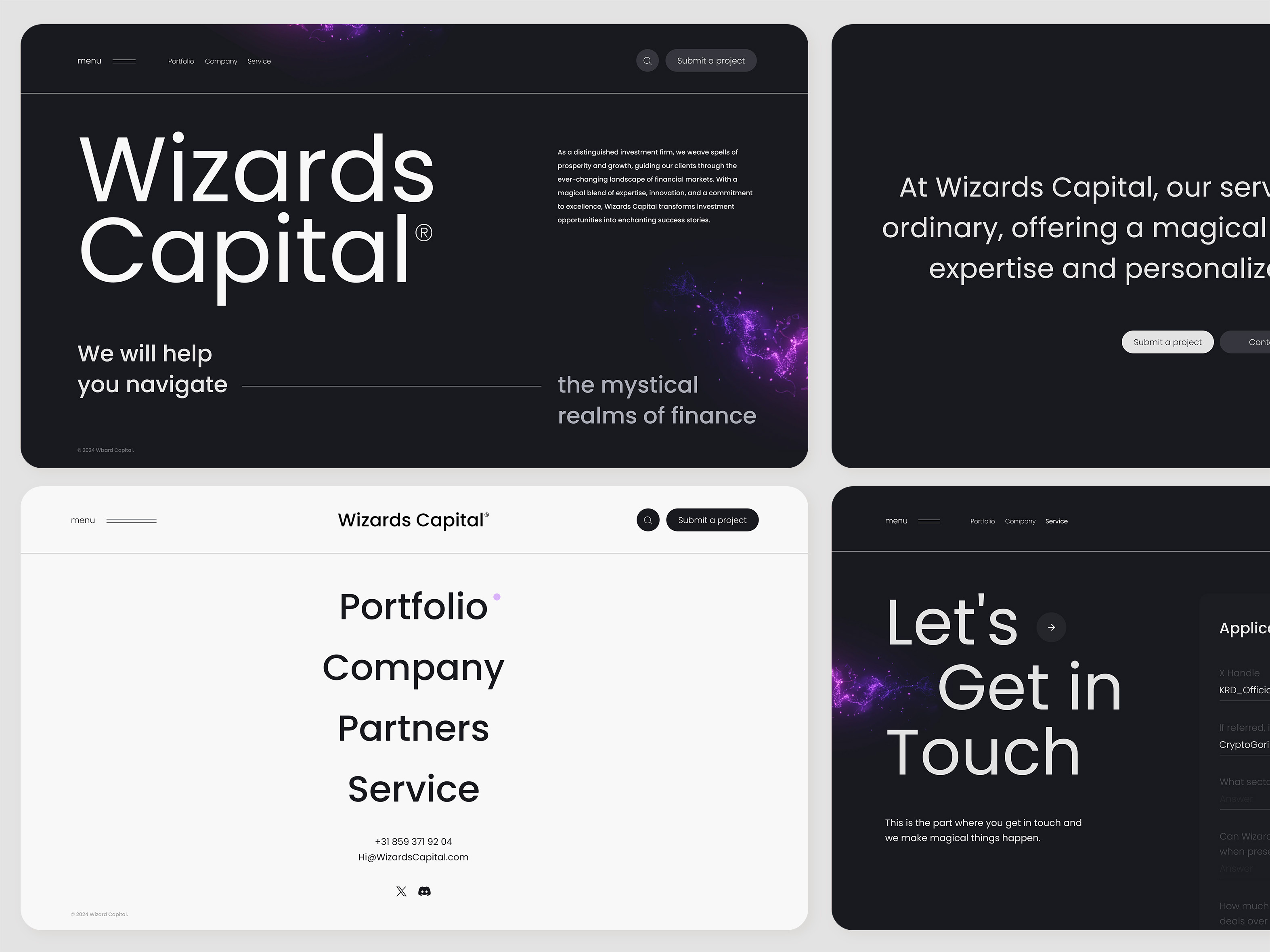Wizards Capital big typography bold branding clean digital design focus magic minimalistic typography