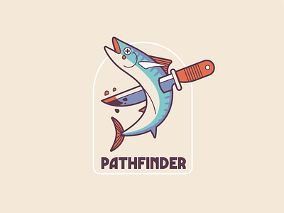Fish branding clothing design fish flat graphic design illustration knife line minimal vector
