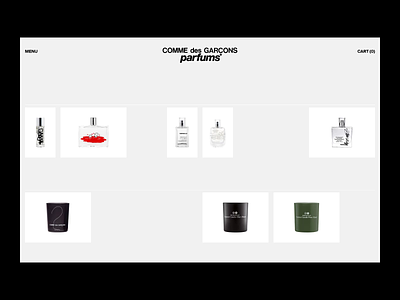 Perfume brand website aesthetics animation cdg clean composition graphic design grid home page less is more minimalistic modern modernism online perfume store typography ui web