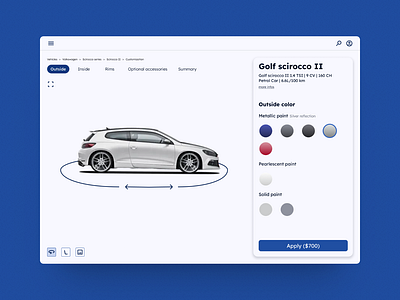 Daily UI : Customize Product blue car customize product daily ui design figma ui ux web white