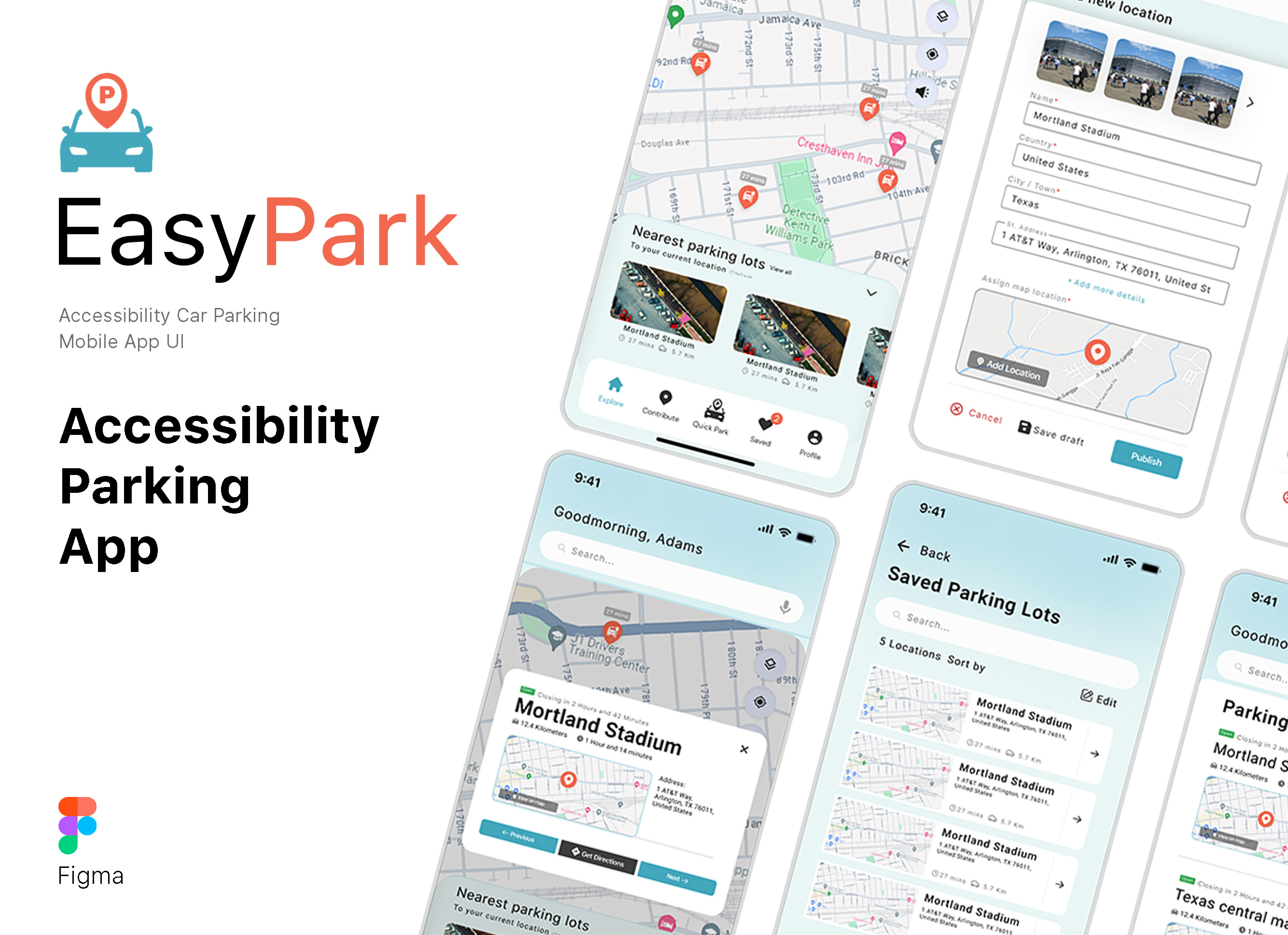 Accessibility Parking App UI accessibility car app car map app car parking app car ui kit figma ui figma ui kit free figma templates free figma ui files gas station app graphic design mobile app parking ui kit ui vehicles parking app