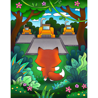 In the Rainforest design fox illustration rainforest vector