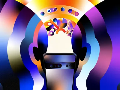 Design Thinking aesthetic art branding colors design dream google pixel gradients illustration illustrator phone product design think thinking ui work