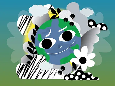 Earth Love black and white gradiant illustration shapes women in illustration