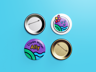 Pin design for Rain Catchers Collaborative activism ally branding buttons environment environmental illustrations line drawings nonprofit branding nonprofit logo pins plants rain gardens