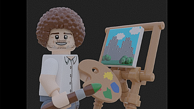 'Bob Ross' LEGO render art bobross design graphic design lego