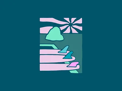 Surf boat trip in the tropics at sunset illustration ocean paradise sun sunset surf tropical vector waves