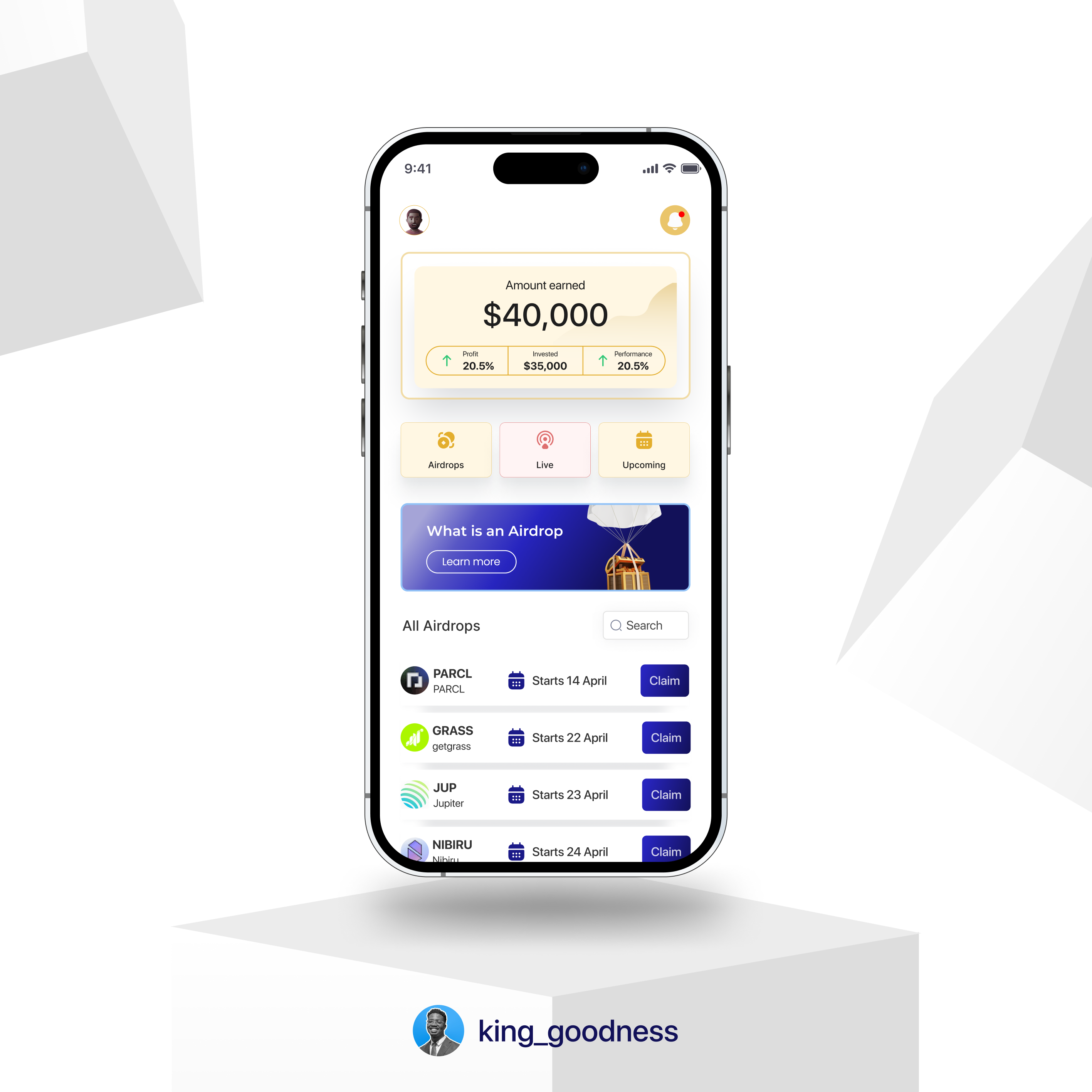 Crypto Airdrop App app app design blockchain clean design crypto crypto app defi design design inspiration figma mobile app product design ui uiux user experience user interface ux uxui web3