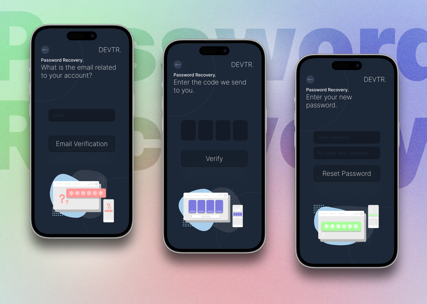 Mobile App - Password Recovery | Modern Delivery Tracker android app app illustration dark delivery app design graphic design ios minimalistic mobile mobile app modern modern app package password service simple app top mobile app ux