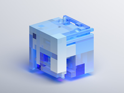 Cube 3d abstract background blender block blue branding concept cube data design geometric illustration minimalist render shape technology white