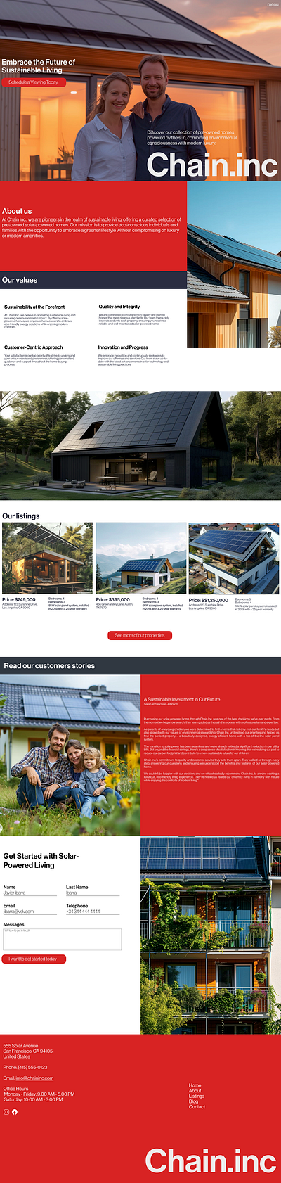 Chain.Inc - Renewable Houses Concept. bussiness design energy realstate renewables ui uiux web design