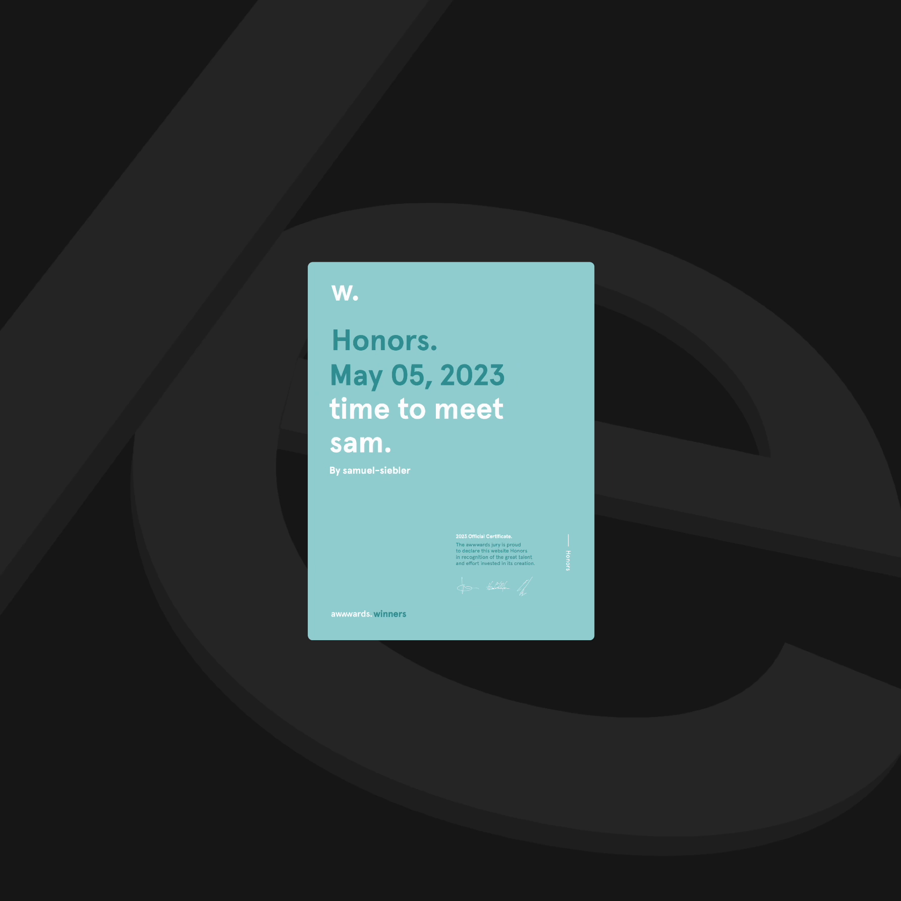 First Honorable Mention By Awwwards By Samuel Siebler On Dribbble