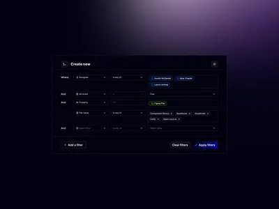 Rule Builder conditions cyber cybersecurity design filter filterbar filtering filters rulebuilder ui ux