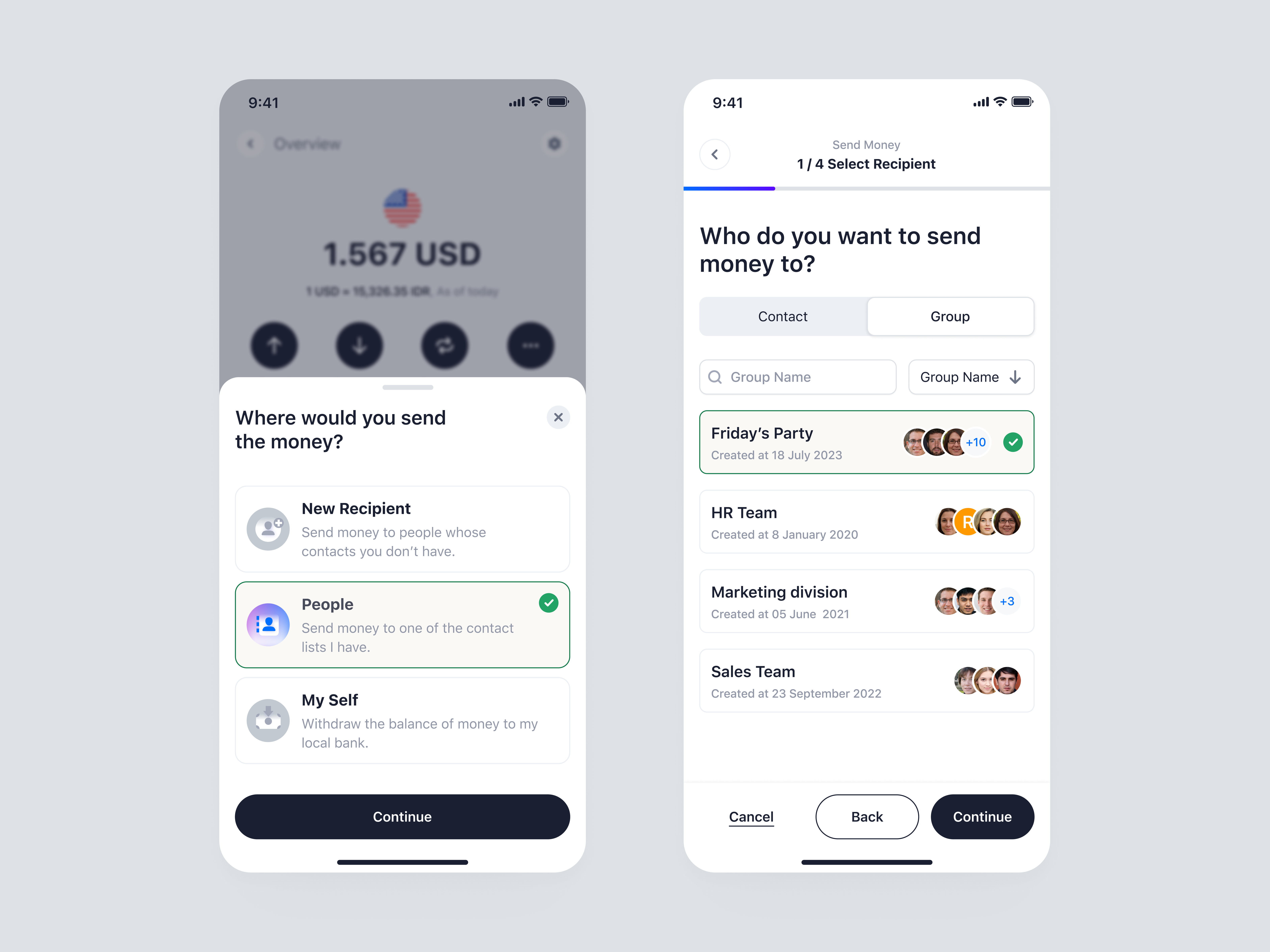 Arto Plus Mobile - Select Recipient for Bulk Payment app bulk payment finance mobile payroll recipient saas send money transactions ui ux