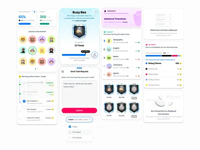 Kids app components avatar elegant ios kids kids mode light mode minimal playful product design ui