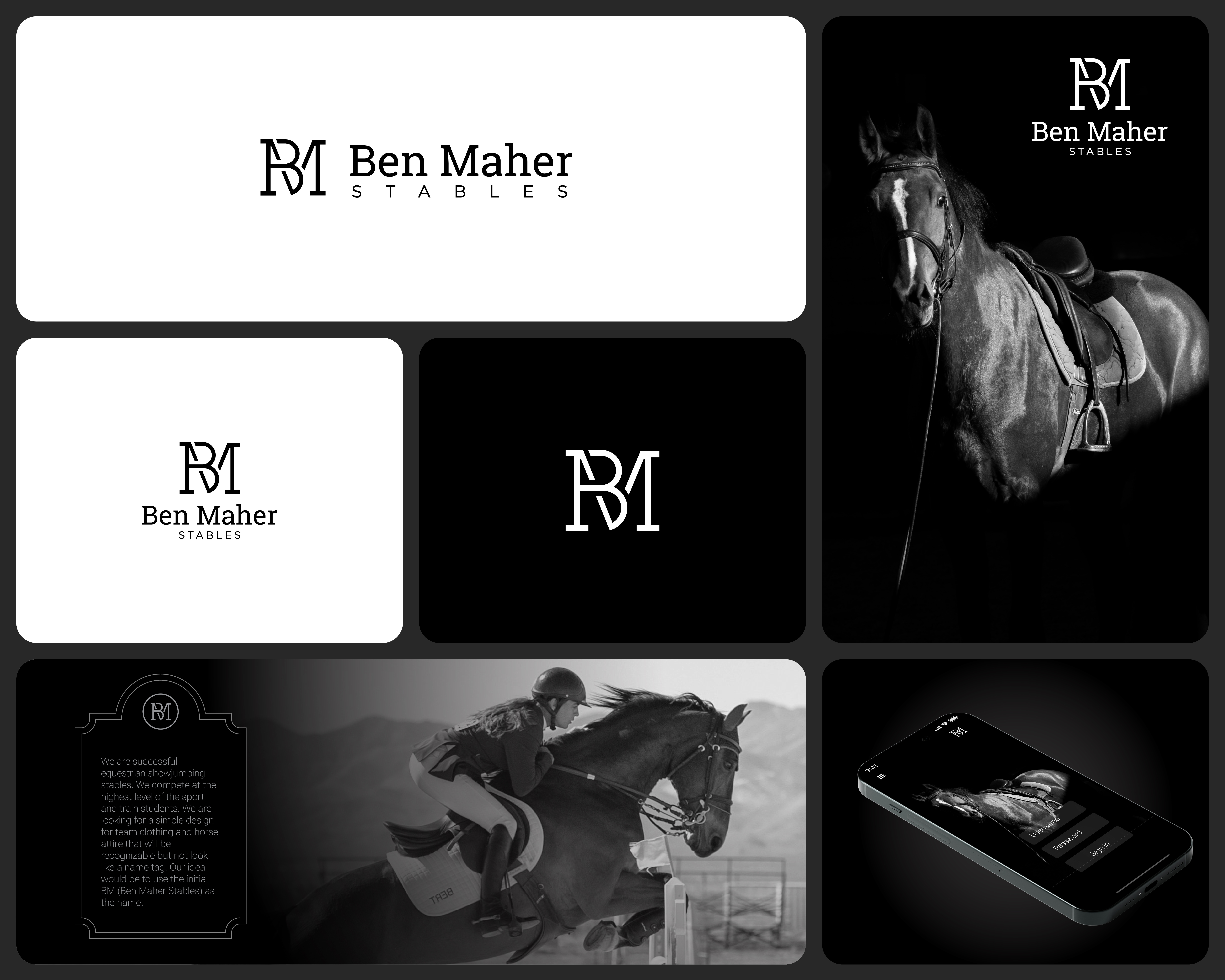 Ben Maher Stables Logo brand identity branding business logo clean logo creative logo design graphic design identity design logo logo design logo designer logo inspiration logo maker logomark logotype minimalist logo modern logo professional logo vector logo visual identity