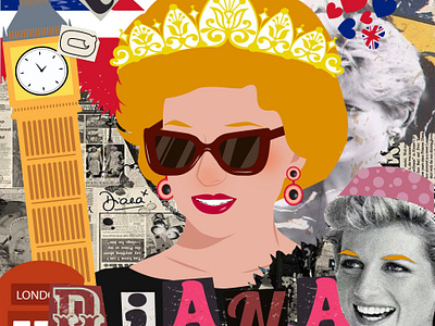 Princess Diana collage art design graphic design illustration vector