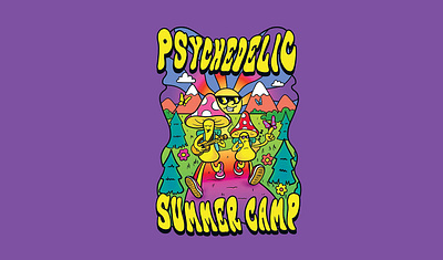 Psychedelic Summer Camp art artwork cartoon comic comics design desing doodle draw drawing flyer graphic design illustration lettering logo motion graphics poster psychedelic
