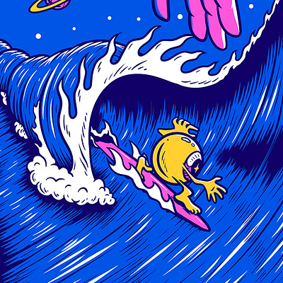 New Wave Skateboard art artwork cartoon character comic design doodle draw drawing graphic design illustration logo poster rock surf