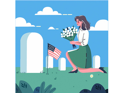 Hand Drawn USA Memorial Day Illustration america celebration cemetary ceremony day flag flower grave hero holiday memorial military nation navy patriotic personnel remembrance soldier usa veteran