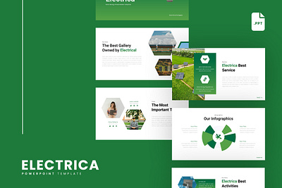 Electrica PowerPoint Template business electrica green gsl key modern ppt pptx presentation template solar energy ui website white