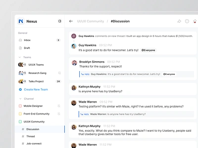 Channel Discussion cansaas channel channel discussion clean collaborate collaborate team dashboard discussion product design saas ui ux