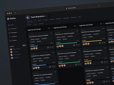 Project Management Dashboard admin app b2b clean crm dark mode dark ui dashboard desktop interaction jira monday product design project management saas software tableau trello ui ux