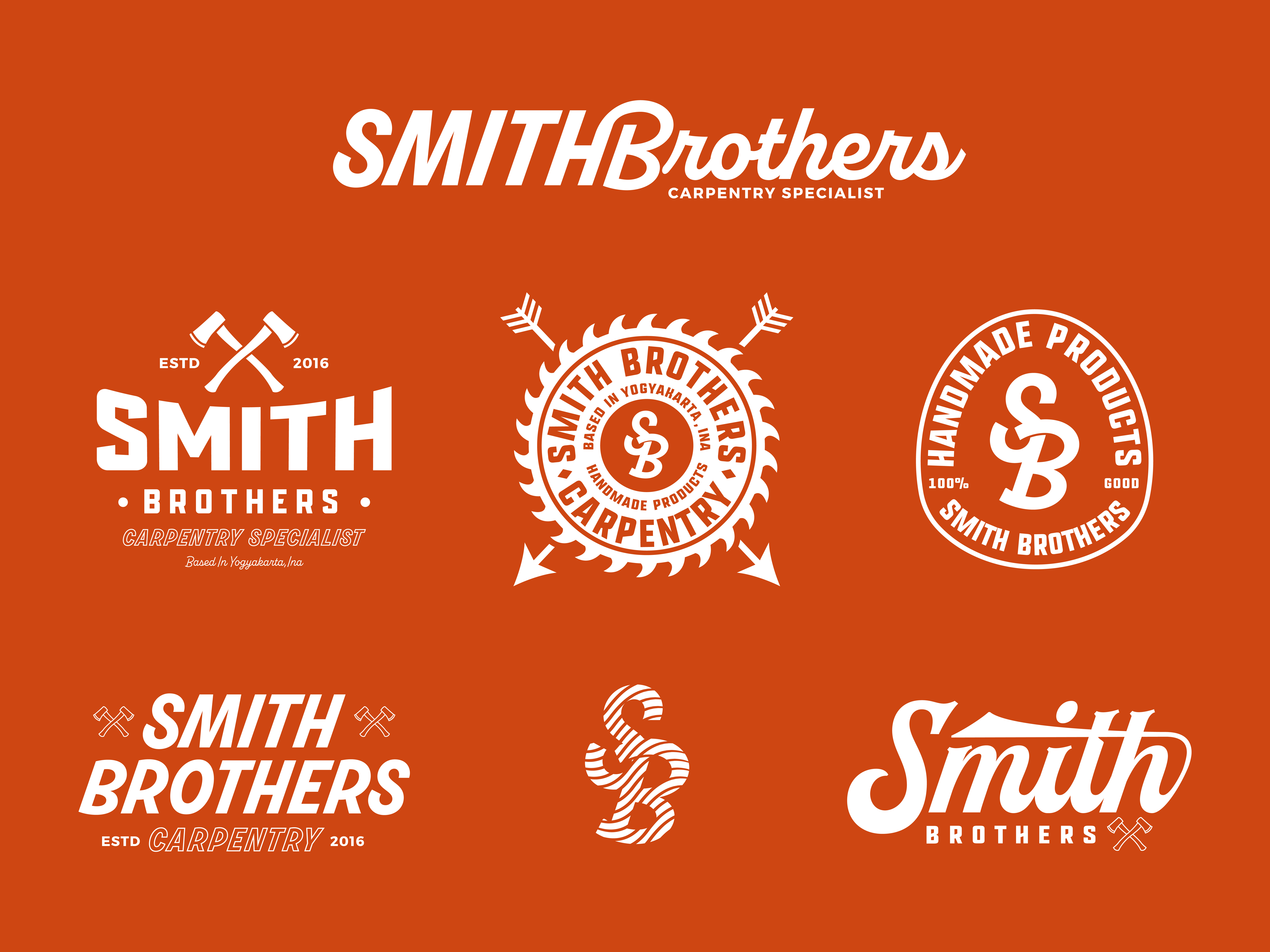Smith Brothers Carpentry Design Kit badge design branding branding design carpentry graphic design illustration logo logo design logos logotype typography vector visual identity woodwork