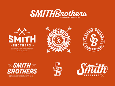 Smith Brothers Carpentry Design Kit badge design branding branding design carpentry graphic design illustration logo logo design logos logotype typography vector visual identity woodwork